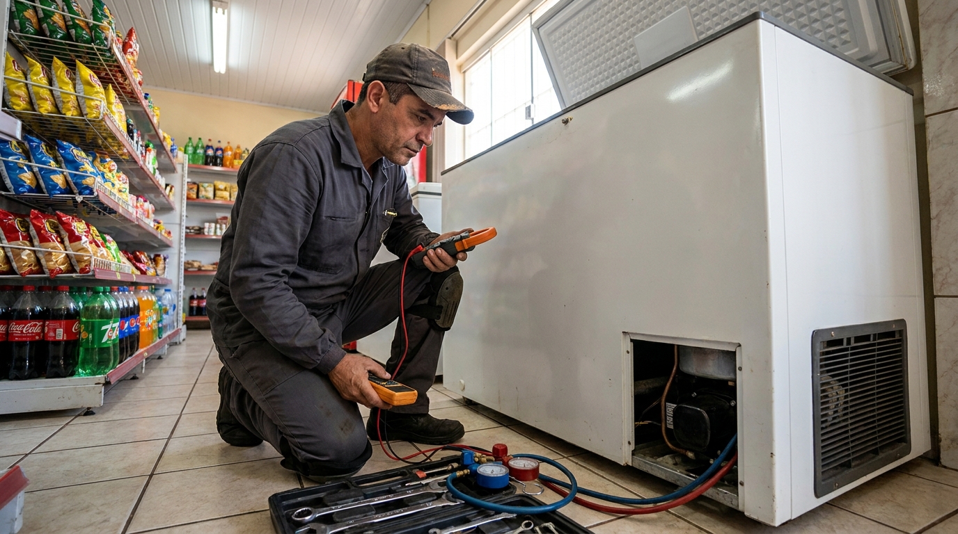 Reparo na placa eletrônica do freezer em Joinville‑SC